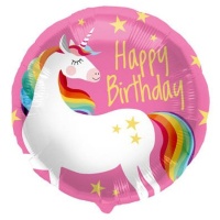 Ballon licorne magique Happy Birthday 45 cm