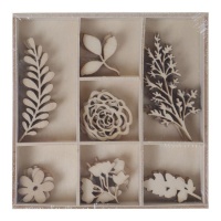 Découpe de fleurs en bois - Artis decor - 35 pcs.