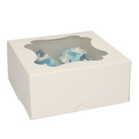 Boîte pour 4 petits gâteaux blancs 16,5 x 16,5 x 7 cm - FunCakes - 25 unités