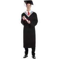 Costume de diplômé à cravate rouge pour adultes