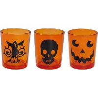 Verres à cocktail Halloween orange 6,5 x 5 cm - 3 pcs.