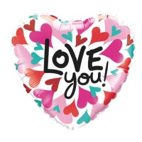 Love You 43 cm ballon en forme de coeur avec des coeurs