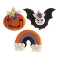 Figurines en sucre 2D licorne Halloween 3,5 x 5,5 cm - Dekora - 48 unités