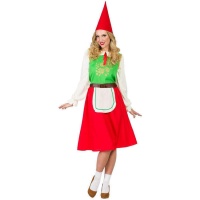 Costume de gnome rouge et vert pour femmes
