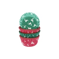 Capsules à cupcake pour mini renne rouge et vert - Creative Party - 100 unités