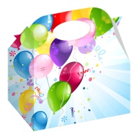 Boîte de fête en carton avec ballons multicolores - 12 pcs.