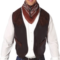 Gilet de cow-boy en fausse fourrure marron pour adultes