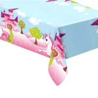 Nappe licorne et château de papier 1,20 x 1,80 m