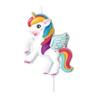 Bougie licorne 3D avec ailes 8 x 6,2 cm - Dekora