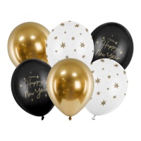 Ballons latex Bonne Année 30 cm - PartyDeco - 6 pcs.