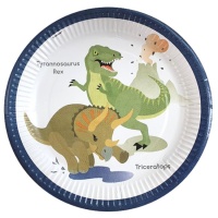 Assiettes de dinosaures préhistoriques 23 cm - 8 pièces