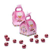 Boîtes de communion roses avec amandes enrobées de chocolat de 35 gr - Tukán - 1 unité