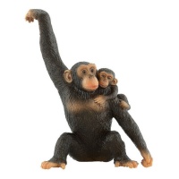 10,5 cm Chimpanzé avec bébé - 1 pièce