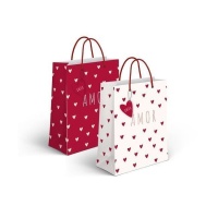 Sac cadeau Love rouge et blanc 14 x 11,5 x 6,7 cm - 1 pc.