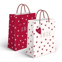 Sac cadeau Love rouge et blanc 45 x 33 x 10 cm - 1 pc.