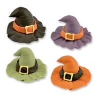 Chapeaux de sorcière 3D en sucre 3,5 x 2,5 cm - Dekora - 36 unités