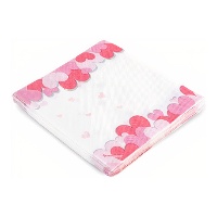 Serviettes en papier à motifs coeurs, fond blanc - 16,5 x 16,5 cm - 12 pièces