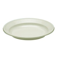 Assiettes rondes en polystyrène de 22 cm de couleur crème - 10 pièces.