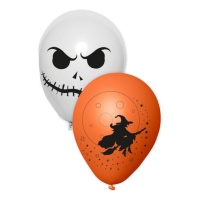 Ballons en latex Halloween sorcière et squelette 23 cm - 6 pcs.