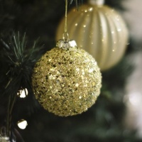Boules de Noël dorées de 8 cm - 12 pcs.