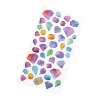 Autocollants 3D multicolores pastel en forme de diamant - 1 feuille