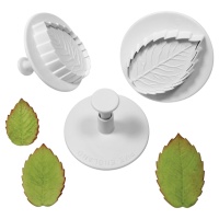 Grands coupeurs de feuilles de rose texturés avec éjecteur - PME - 3 pcs.