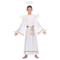 Costume d'ange blanc et doré avec ceinture et ailes pour enfants