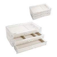 Boîte à bijoux transparente à 3 niveaux de 23,5 x 14 x 11 cm