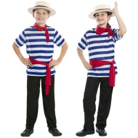 Costume de gondolier à rayures bleues pour enfants