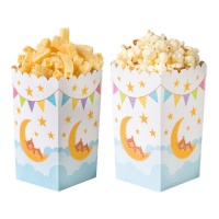 Boîte à pop-corn avec ourson et lune - Decora - 6 pcs.