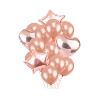 Set de ballons de différentes formes en or rose - Monkey Business - 14 pcs.