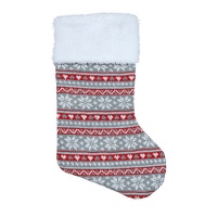 Bas de Noël tricoté avec bordure de 45 cm