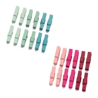 Pincettes en bois de trois couleurs 3,5 cm - 12 pcs.