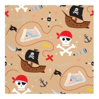 16.5 x 16.5 cm Serviettes de table Chasse au trésor des pirates - 20 pièces
