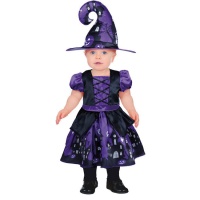 Costume de sorcière violet avec châteaux pour bébés