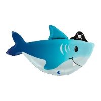 Ballon requin avec chapeau de pirate 74 x 42 cm - Grabo