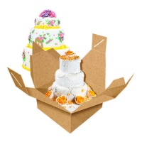 Boîte à gâteaux avec poignée et hauteur spéciale couleur kraft 32 x 32 x 33 cm - Pastkolor