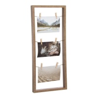 Cadre photo en corde avec clips en bois 20 x 50 cm - DCasa