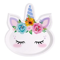 Assiettes licorne iridescentes 20 x 22 cm - 6 pcs.