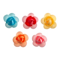 Gaufrettes de fleurs colorées 3 cm - Dekora - 100 unités