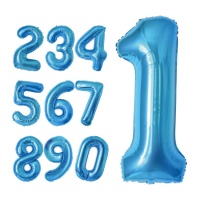 Ballon numéroté bleu métallique 1 m