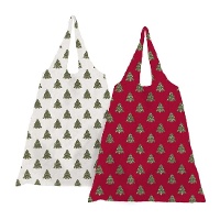 Sac en tissu pliable à motif de sapins de Noël - 1 unité
