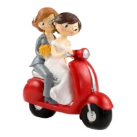 Figurine pour gâteau de mariage des mariés sur une moto 17 cm