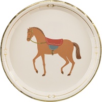 Assiettes avec chevaux et étriers de 23 cm - 6 unités