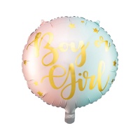 Ballon rond coloré garçon ou fille ? 43 cm - Partydeco