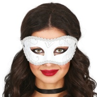 Masque vénitien blanc avec paillettes