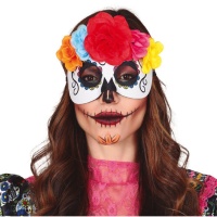 Masque Catrina avec fleurs