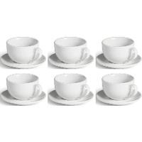 Service de tasse à café en porcelaine de 200 ml avec soucoupe - 6 services