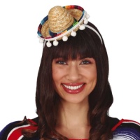 Bandeau avec mini chapeau mexicain