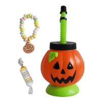 Vaso de cabalaza de Halloween con pulsera de caramelos - Dekora